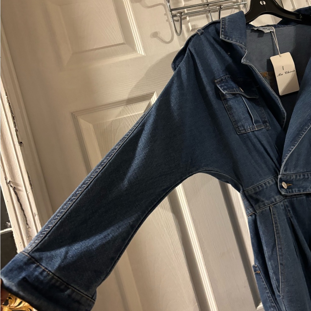 MaCherie Blue Denim Stylish Vintage Style 80’s Boho Style Jumpsuit - Picture 2 of 14